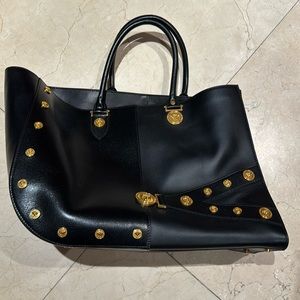 Versace black leather tote